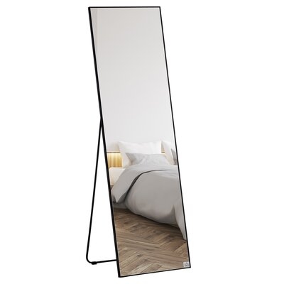 Full Length Dressing Mirror, Floor Standing Or Wall Hanging, Aluminum Alloy Framed Full Body Mirror For Bedroom, Living Room, Black - Image 0