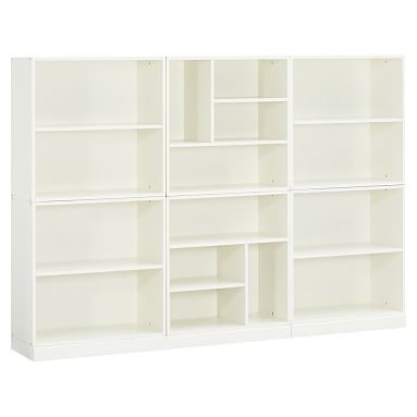 Stack Me Up Mixed Shelf Tall Bookcase (2 Mixed + 4 2 Shelf), Simply White - Image 0