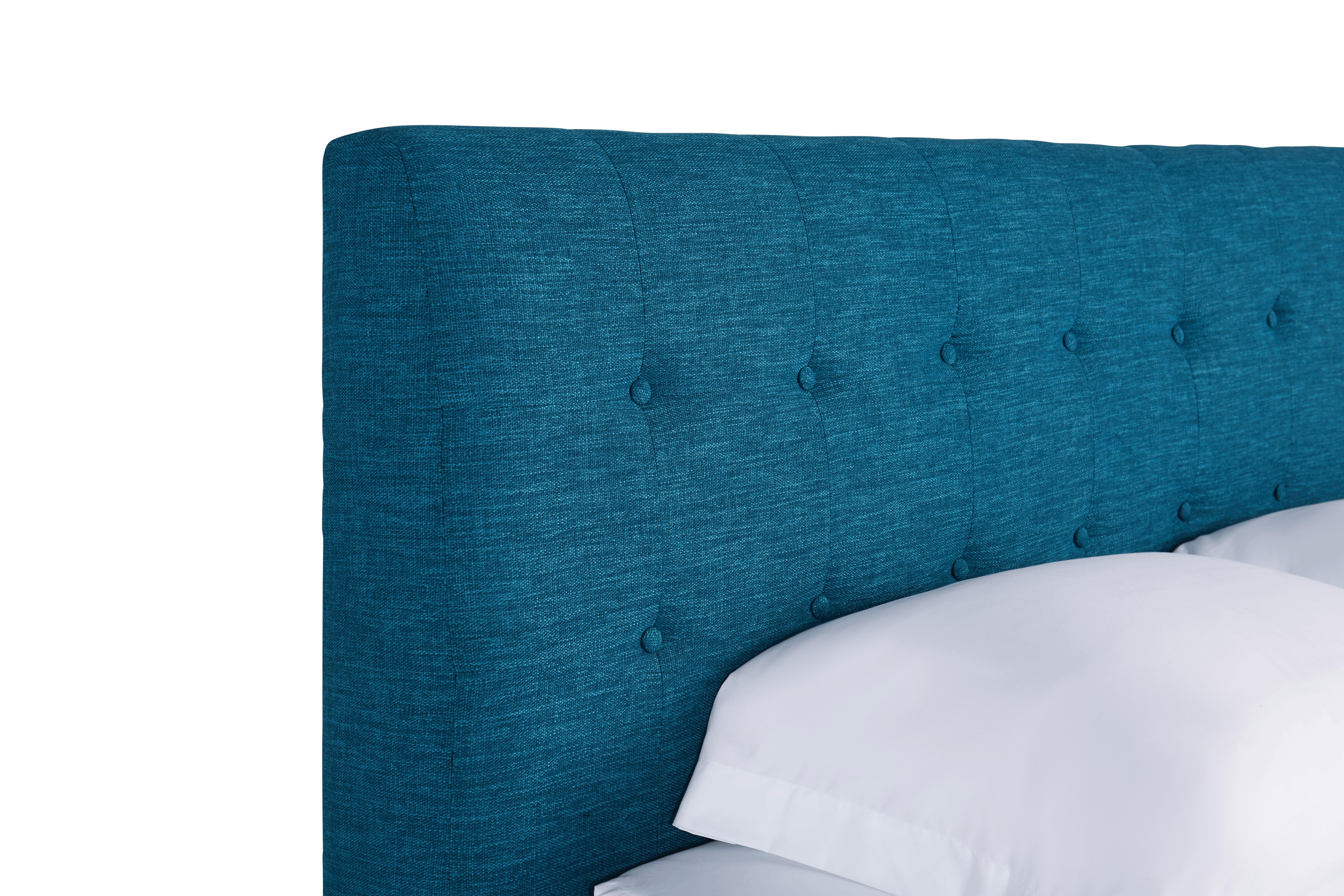 Blue Eliot Mid Century Modern Bed - Key Largo Zenith Teal - Mocha - Cal King - Image 4
