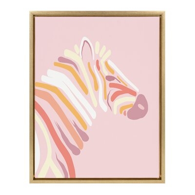 'DV 19 71 Zebra Pink' by Dominique Vari - Floater Frame Painting Print on Canvas - Image 0