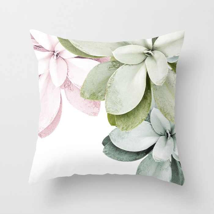 Succulent Trio Throw Pillow by Christina Lynn Williams - Cover (16" x 16") With Pillow Insert - Indoor Pillow - Image 0