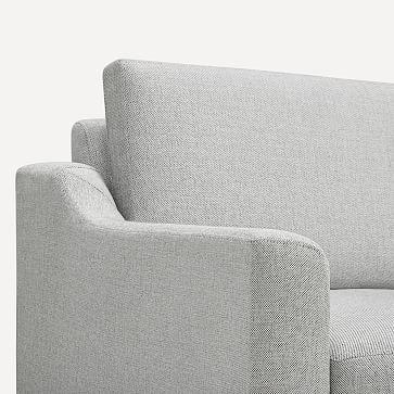 Nomad Block Fabric Sofa with Chaise, Olefin, Navy Blue, Walnut Wood - Image 3