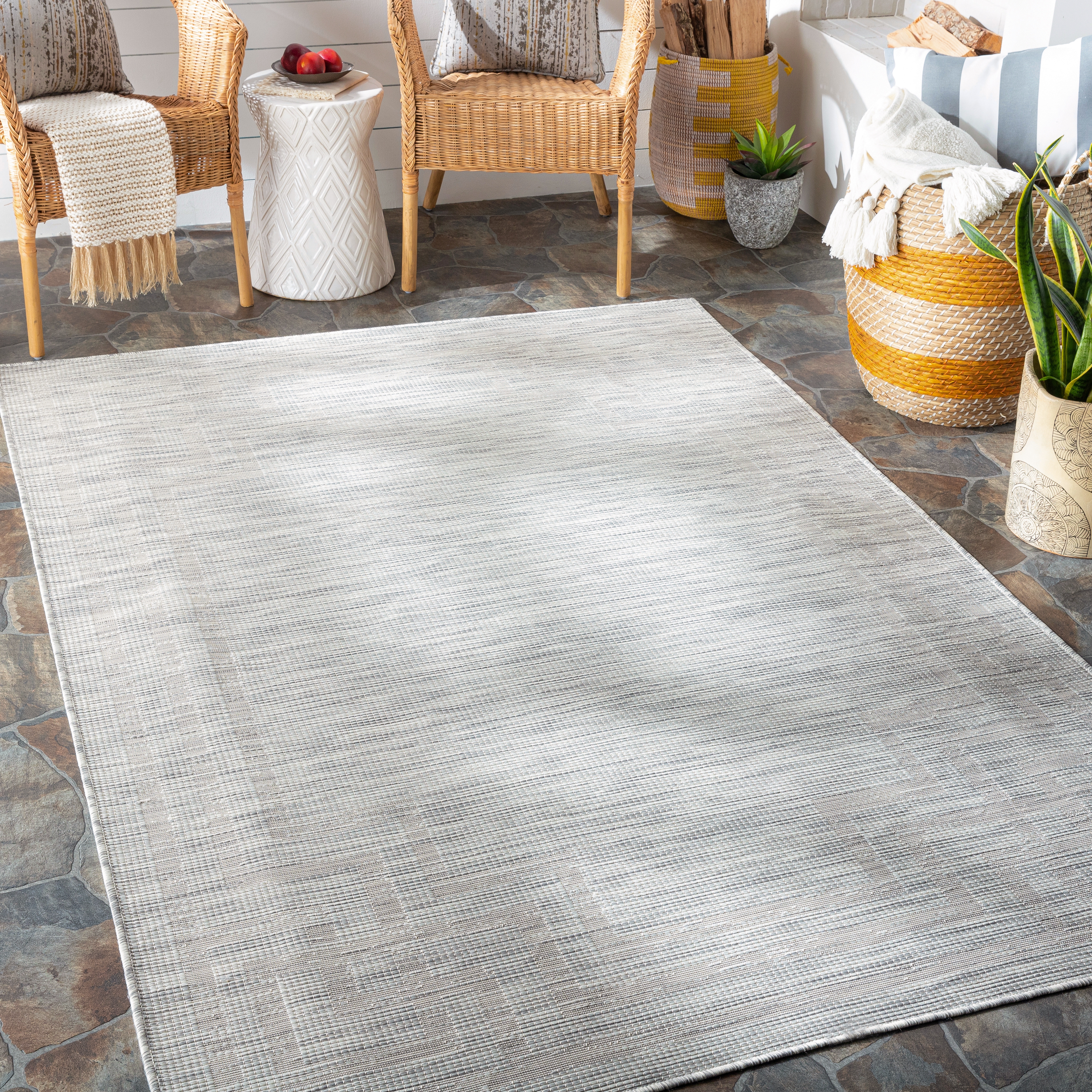 Pasadena Gray Outdoor 2'6" x 7'3" Machine Woven Rug - Image 1