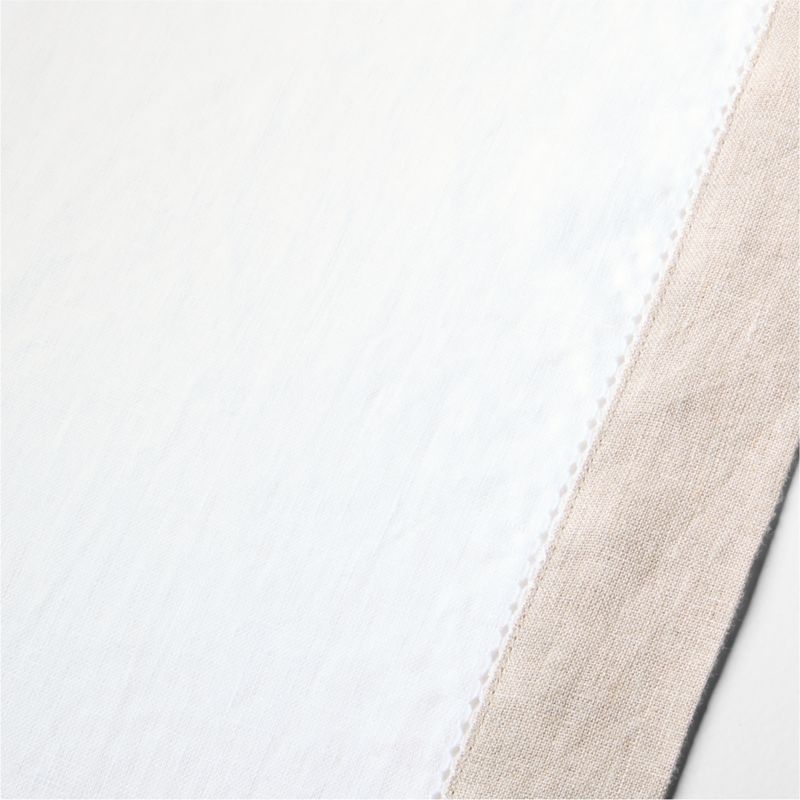 Marin 90" Natural and Cream EUROPEAN FLAX ™-Certified Linen Runner with Hemstitch - Image 1