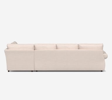 Pearce Roll Arm Upholstered Left Loveseat Return Bumper Sectional, Down Blend Wrapped Cushions, Performance Slub Cotton White - Image 5
