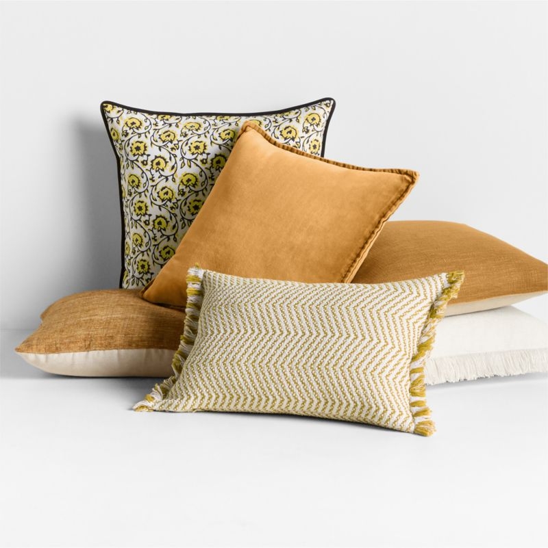 Moroccan Ocher 20x20 Organic Laundered Linen Throw Pillow with Down-Alternative Insert - Image 2