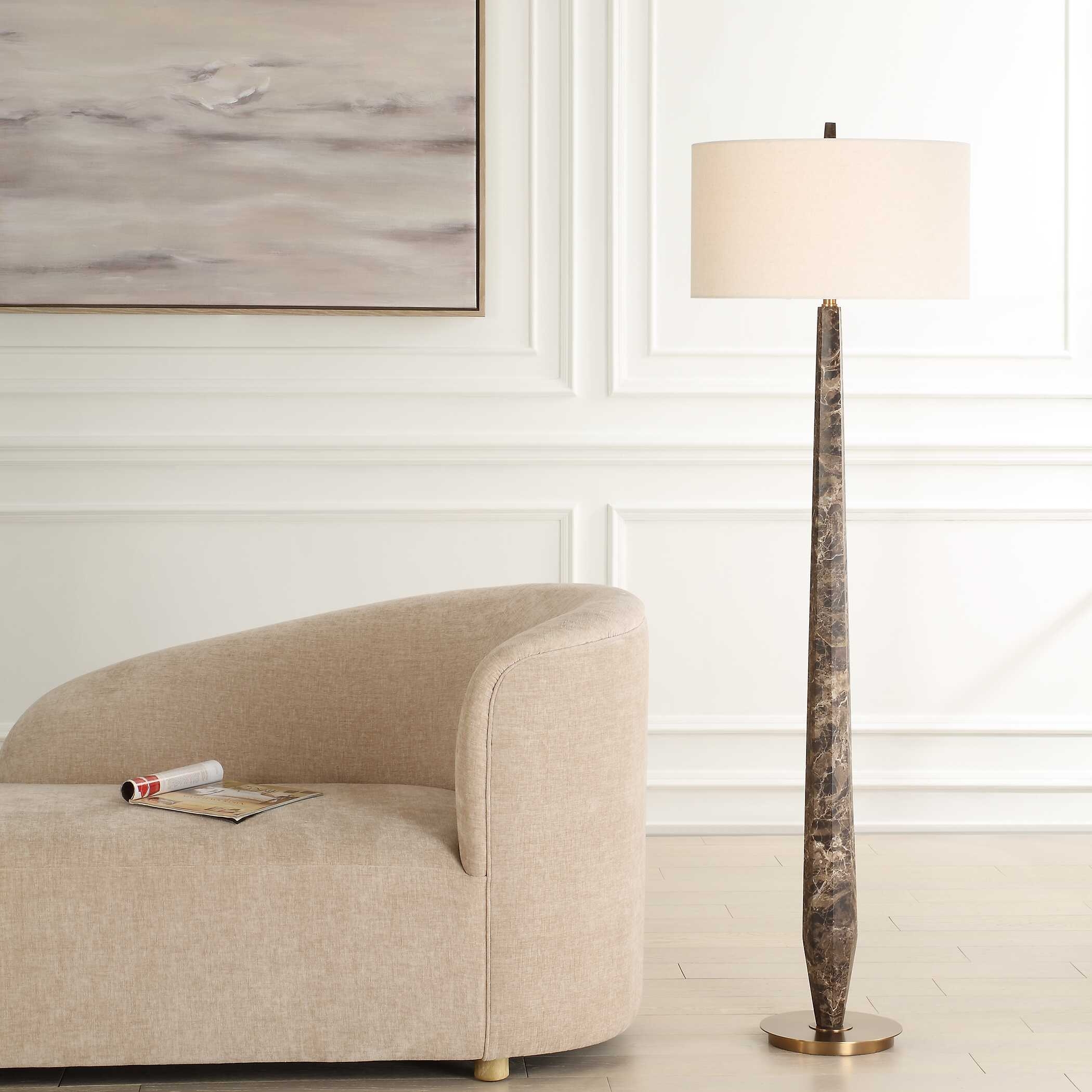 Tyree Brown Marble Floor Lamp - Image 1