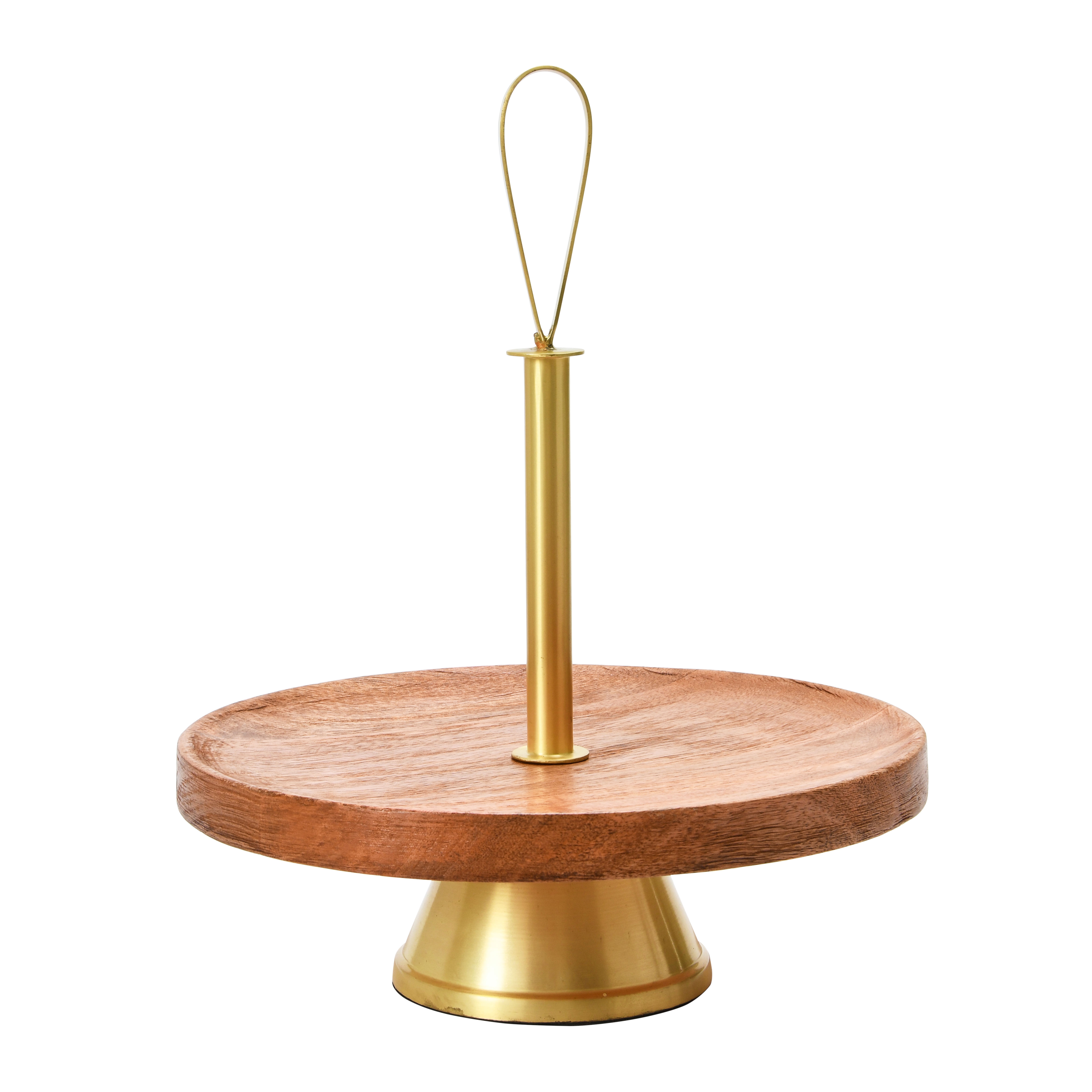 Elegant Modern Tray, Cake Stand or Desert Serve ware stand, Natural & Gold - Image 0