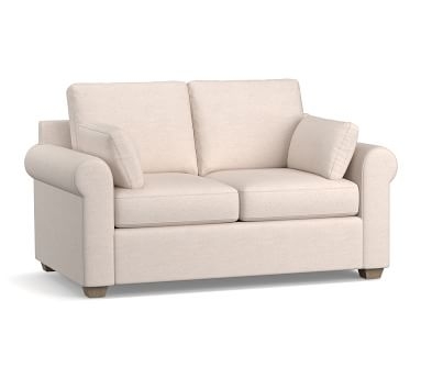 Jenner Roll Arm Upholstered Sofa 92", Down Blend Wrapped Cushions, Chenille Basketweave Oatmeal - Image 1