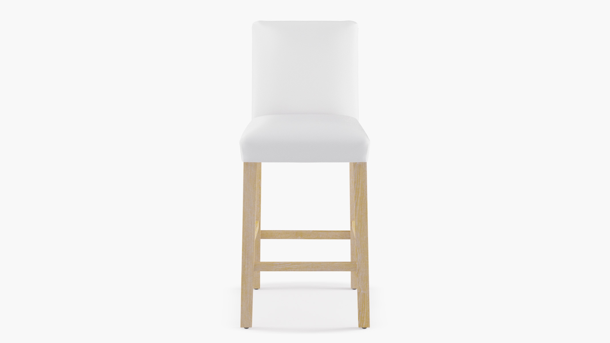 Classic Dining Bar Stool, White Twill, Natural - Image 0