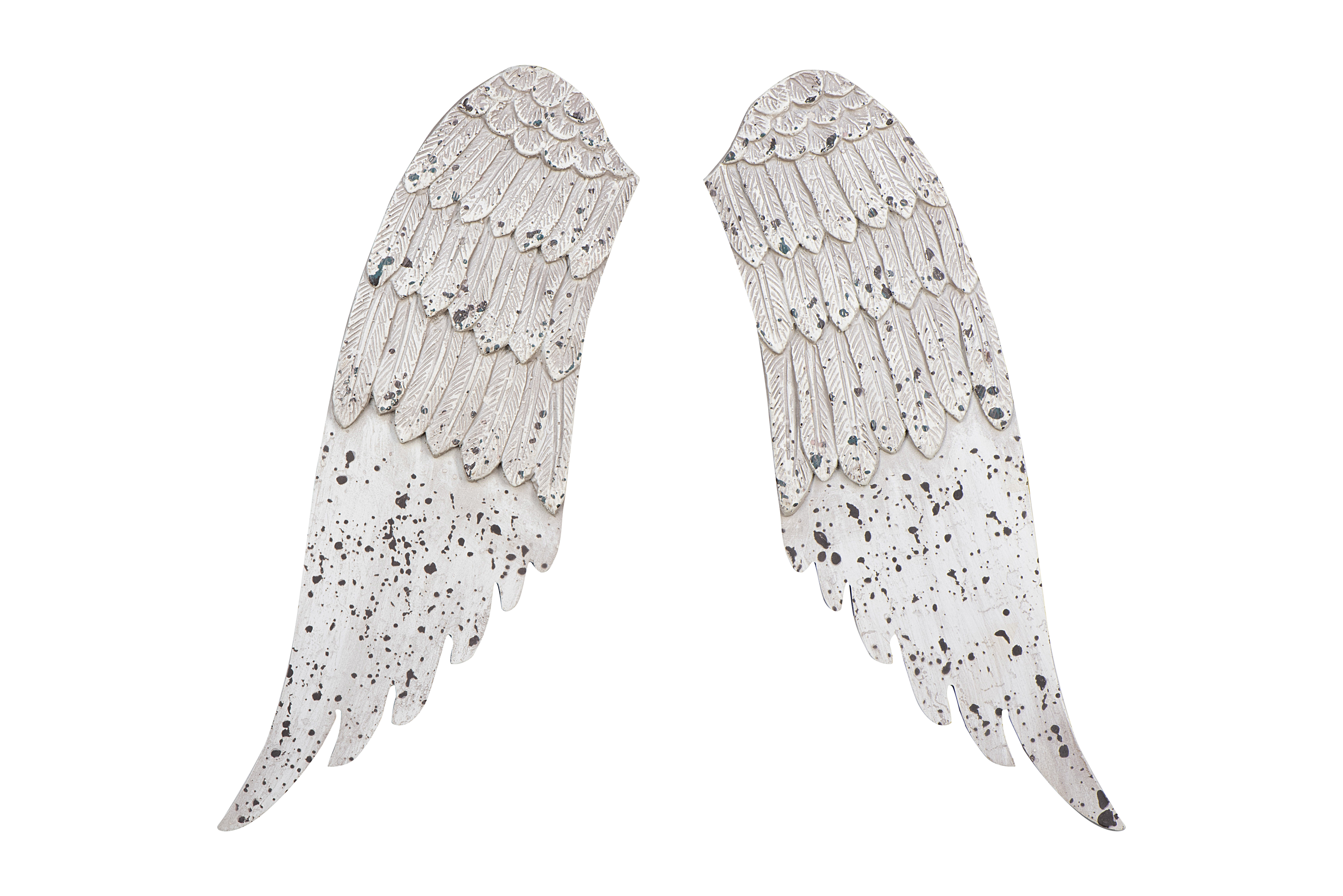 Reclaimed Wood Small  Angel Wings with Distressed Finish, Grey - Image 0