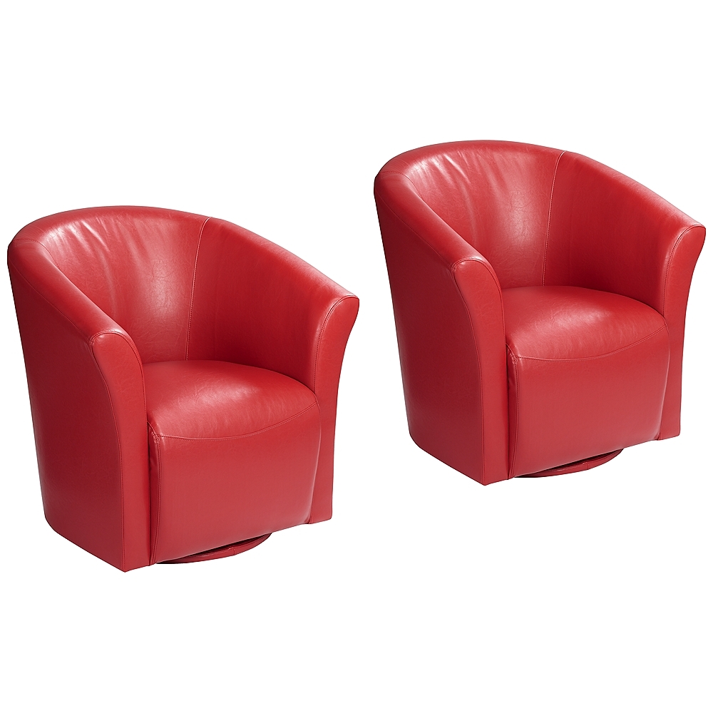 Rocket Rivera Red Swivel Accent Club Chairs Set of 2 - Image 0