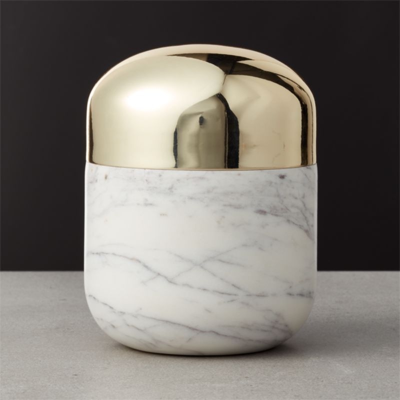 Capsule Small Marble Canister with Gold Lid - Image 4