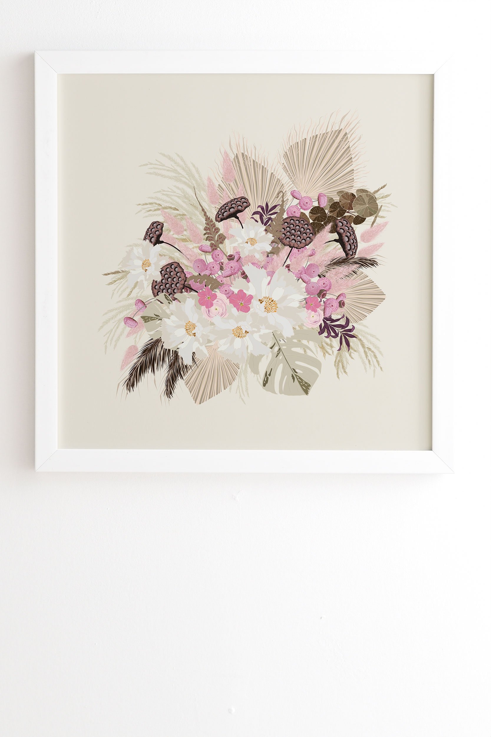 Iveta Abolina Keeley Blush White Framed Wall Art - 20" x 20" - Image 0