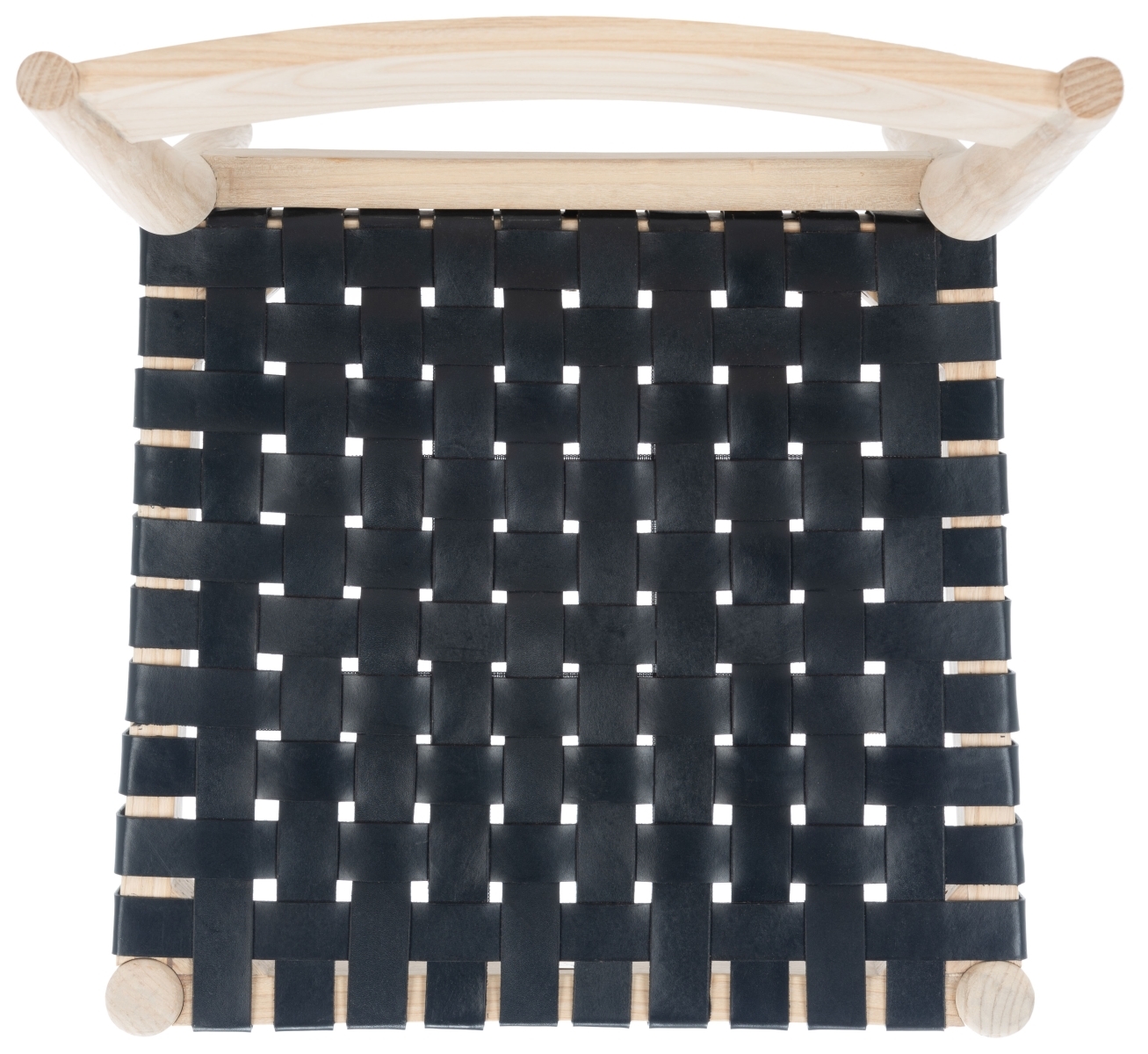 Eluned Leather Dining Chair - Black / Natural - Safavieh - Image 4