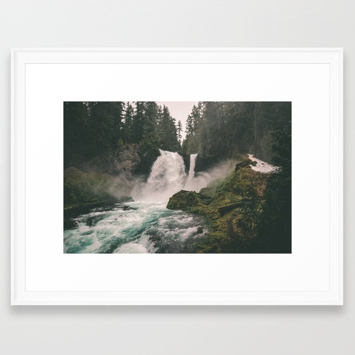 Sahalie Falls Framed Art Print by Hannah Kemp - Scoop White - Medium(Gallery) 18" x 24"-20x26 - Image 0