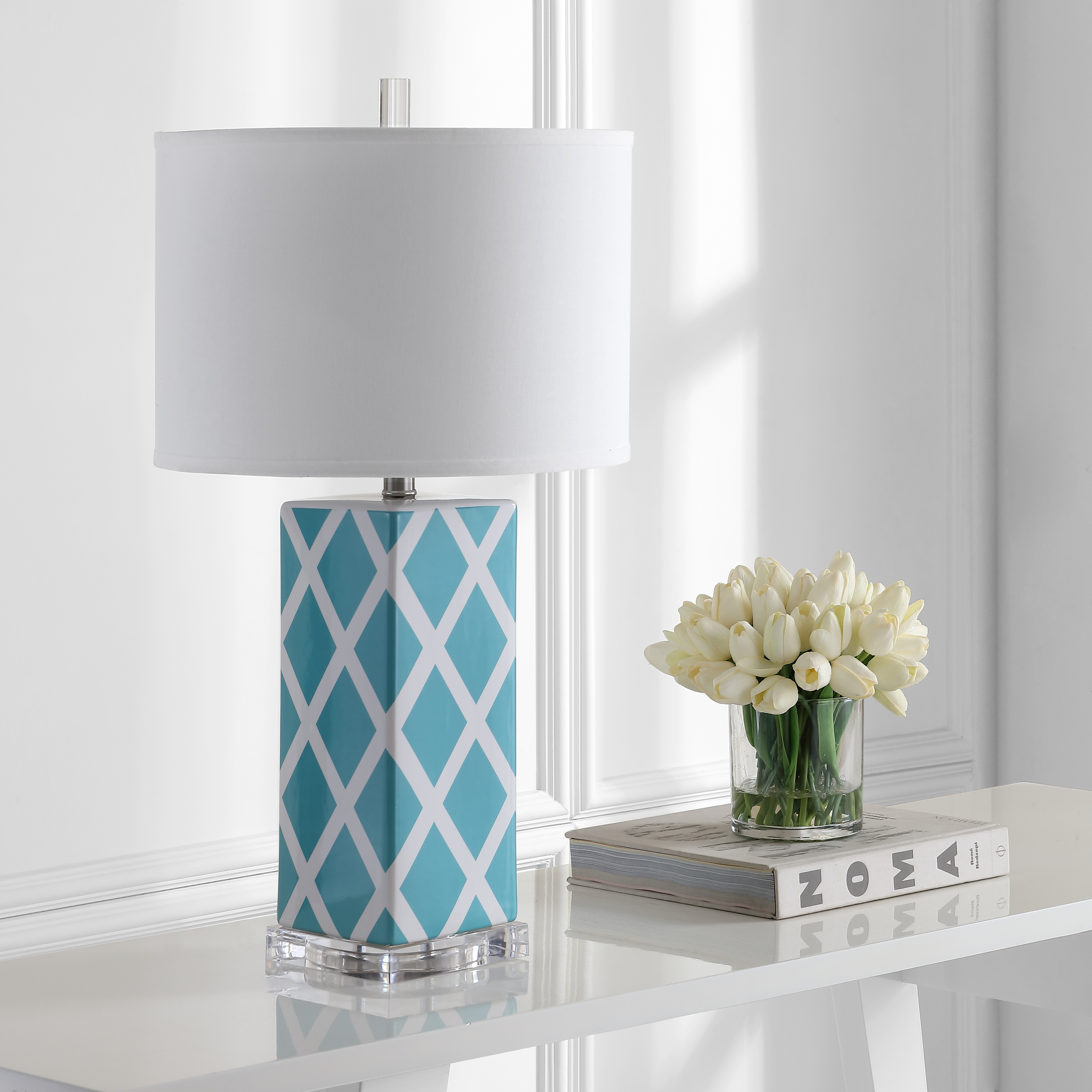 Garden 27-Inch H Lattice Table Lamp - Light Blue - Safavieh - Image 4