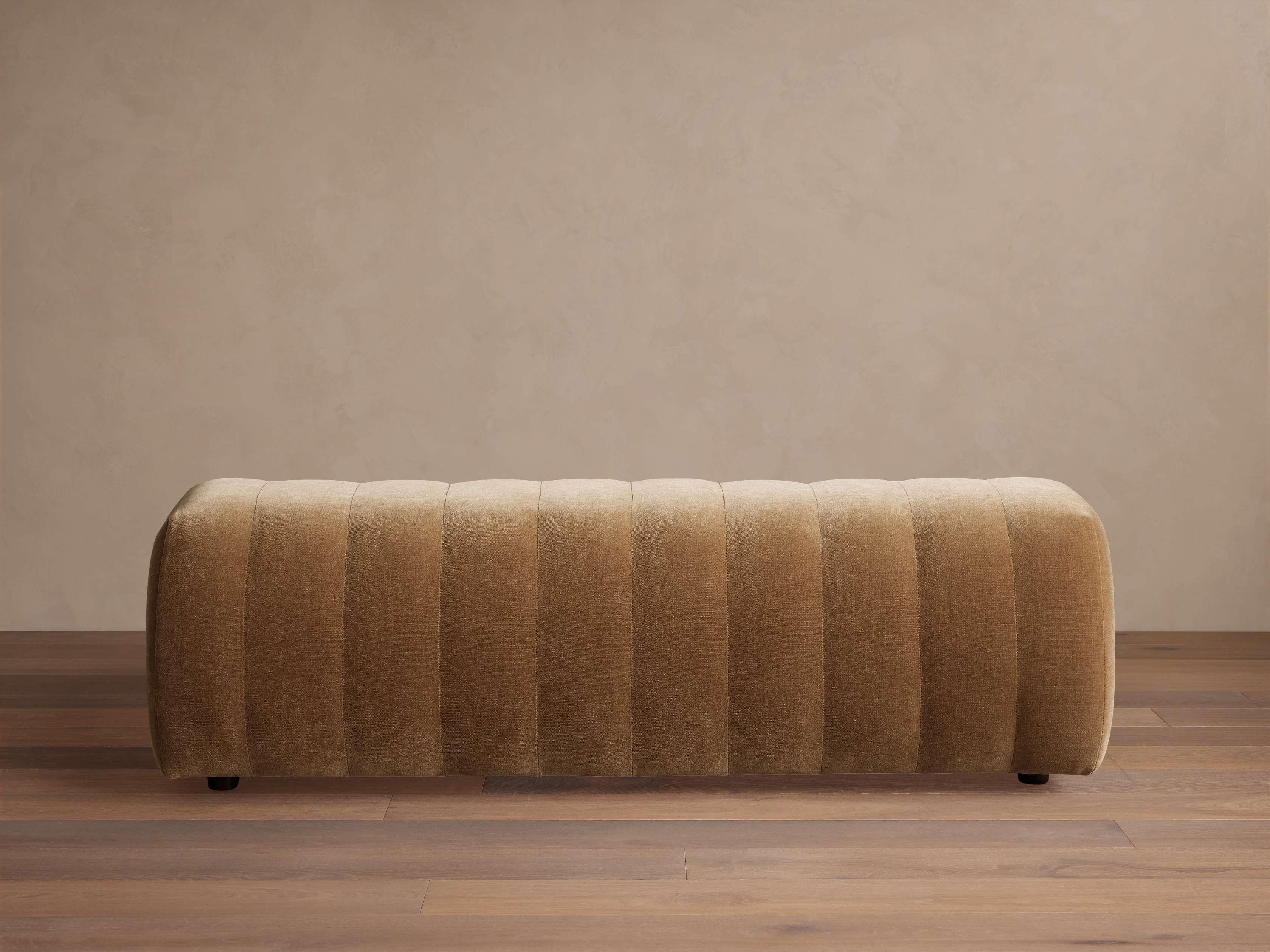 Fresno Channel-Stitched Bench in Upholstered  Quincy Camel/56" - Image 0