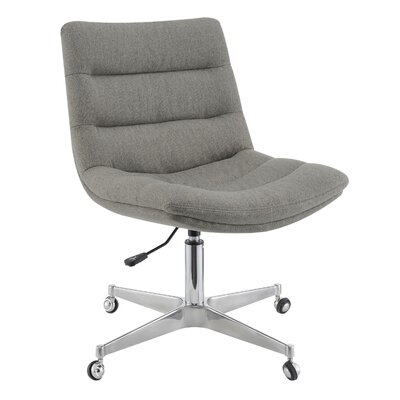 Office Chair With Deep Horizontal Stitching And Curved Seat, Gray - Image 0