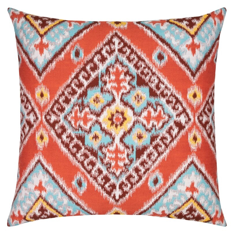 Elaine Smith Sunbrella Indoor/Outdoor Ikat Throw Pillow Color: Red - Image 0
