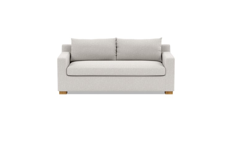 Sloan Sleeper Sleeper Sofa with Beige Pebble Fabric, down alternative cushions, and Natural Oak legs - Image 0