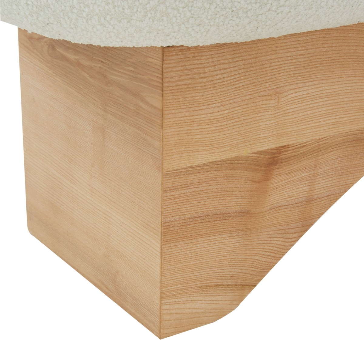 Carsen Boucle & Wood Bench - Ivory / Natural - Image 2