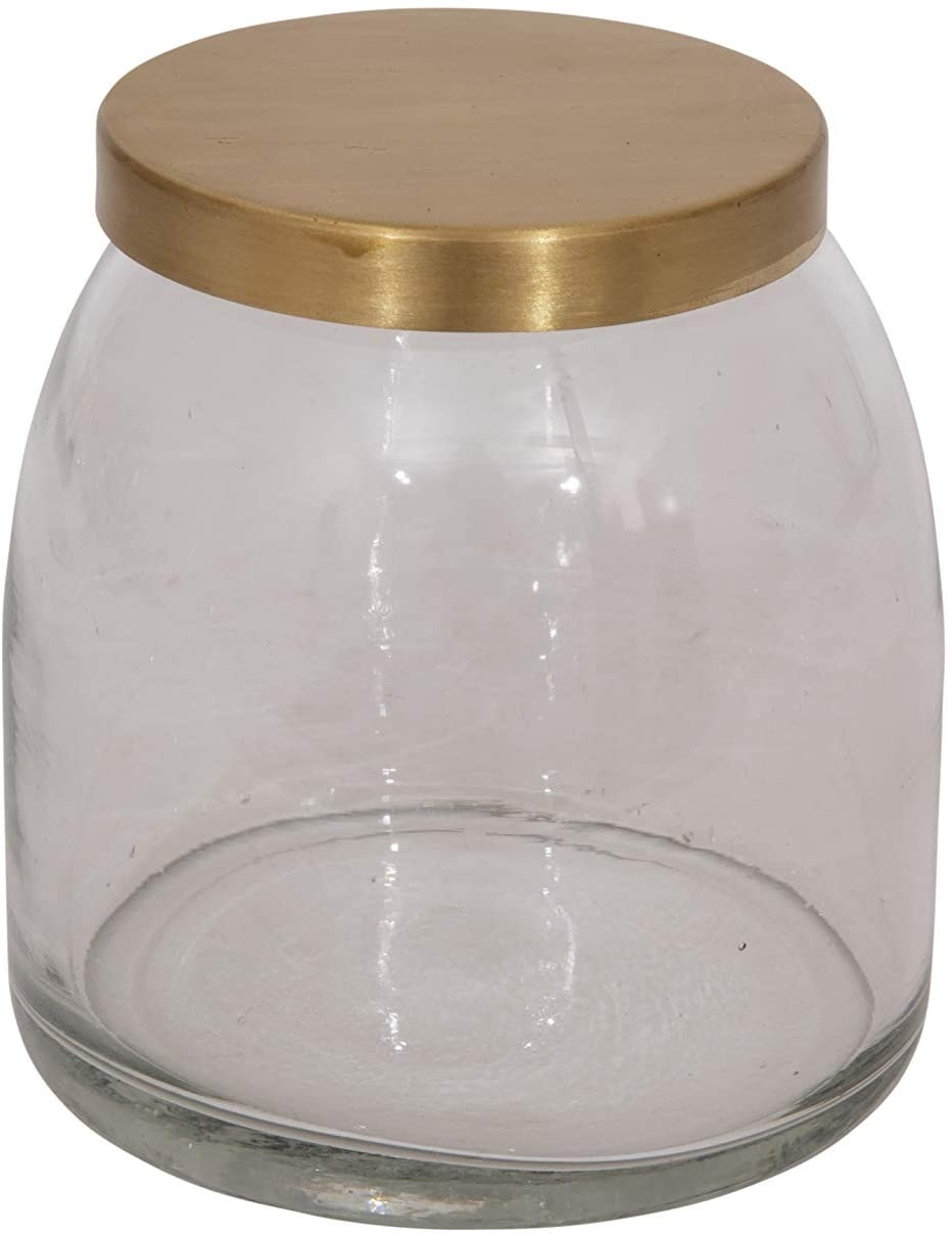Round Glass Jars with Brass Finish Lids, Set of 3 - Image 5