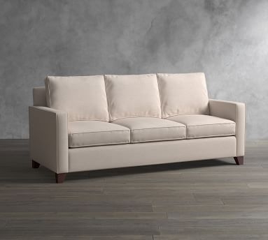 Cameron Square Arm Upholstered Full Sleeper Sofa with Memory Foam Mattress, Polyester Wrapped Cushions, Performance Heathered Tweed Pebble - Image 1