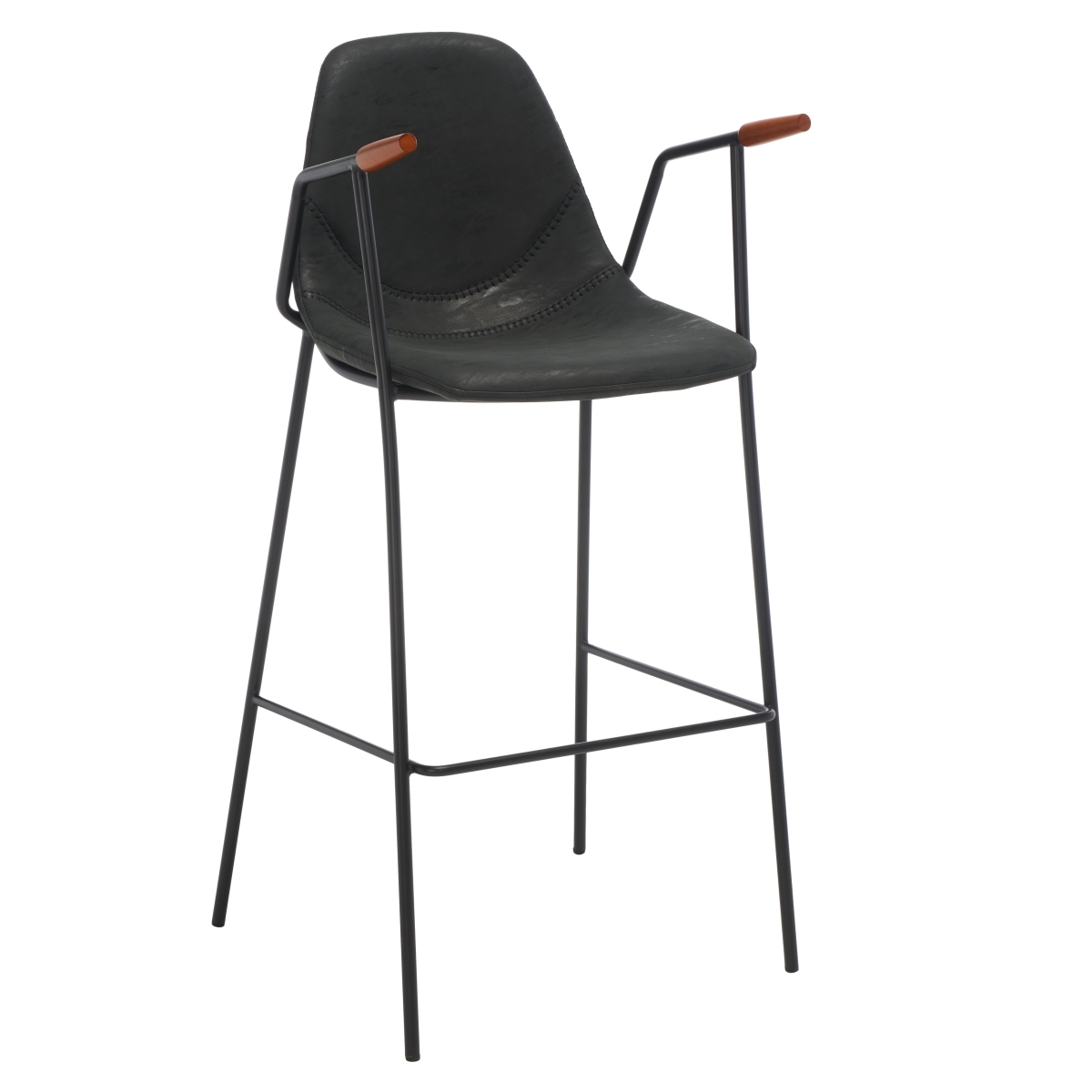 Tanner Mid Century Barstool - Black / Walnut - Safavieh - Image 6