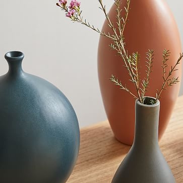Crackle Glaze Vases, Vase, Dark Olive, Ceramic, Small - Image 1