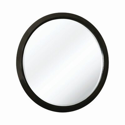 Round Wooden Frame Vanity Mirror With Metal Mount, Brown - Image 0