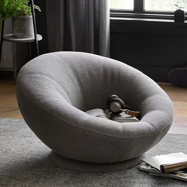 Tweed Charcoal Groovy Swivel Chair, In Home Delivery - Image 4