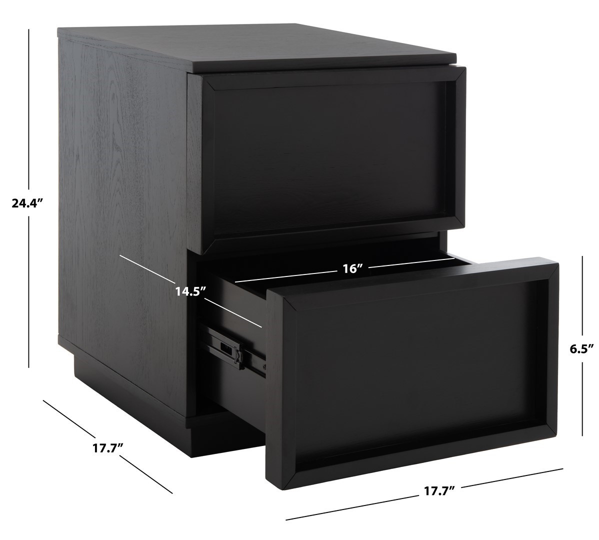 Zeus 2 Drawer Nightstand - Black - Image 7