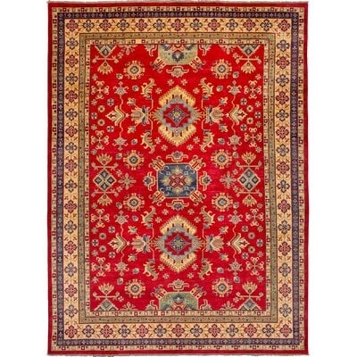 One-of-a-Kind Juris Hand-Knotted 2010s Uzbek Gazni Red/Tan 8'7" x 11'6" Wool Area Rug - Image 0