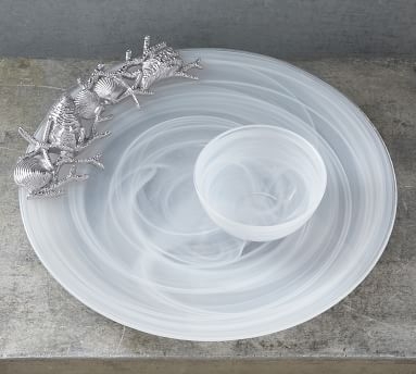Alabaster Glass Salad Plates, Set of 4 - White - Image 2