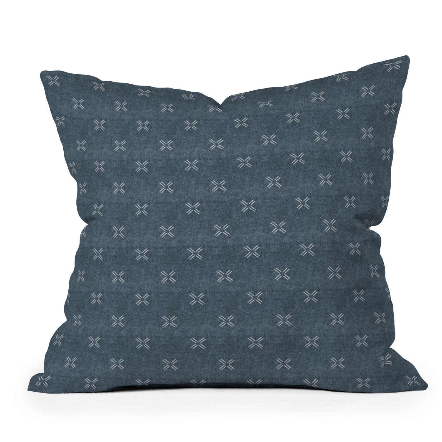 Mud Cloth Cross Navy by Little Arrow Design Co - Outdoor Throw Pillow 18" x 18" - Image 0
