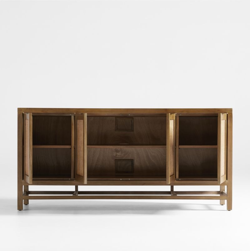 Blake 68" Light Brown Teak and Rattan Storage Media Console - Image 4