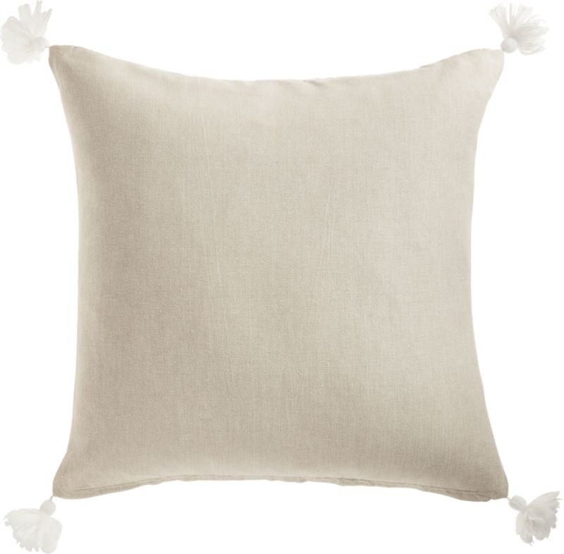 23" Sven White Tassel Pillow with Down-Alternative Insert - Image 2