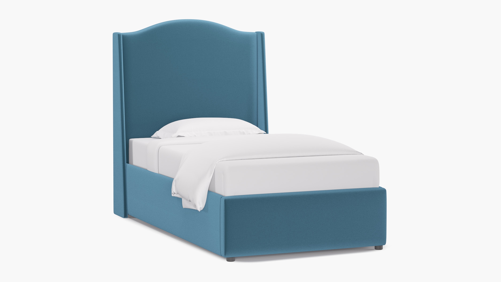 Curved Wingback Bed, French Performance Plush Velvet, Twin - Image 1