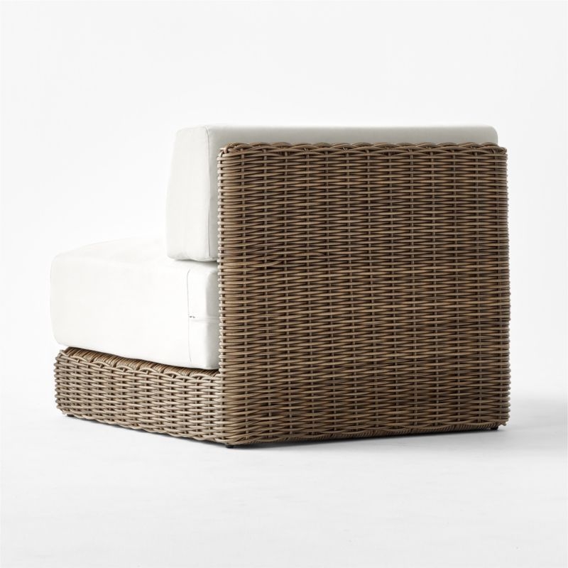Maylin All-Weather Rattan Outdoor Armless Chair with Warm White Sunbrella® Cushions - Image 3