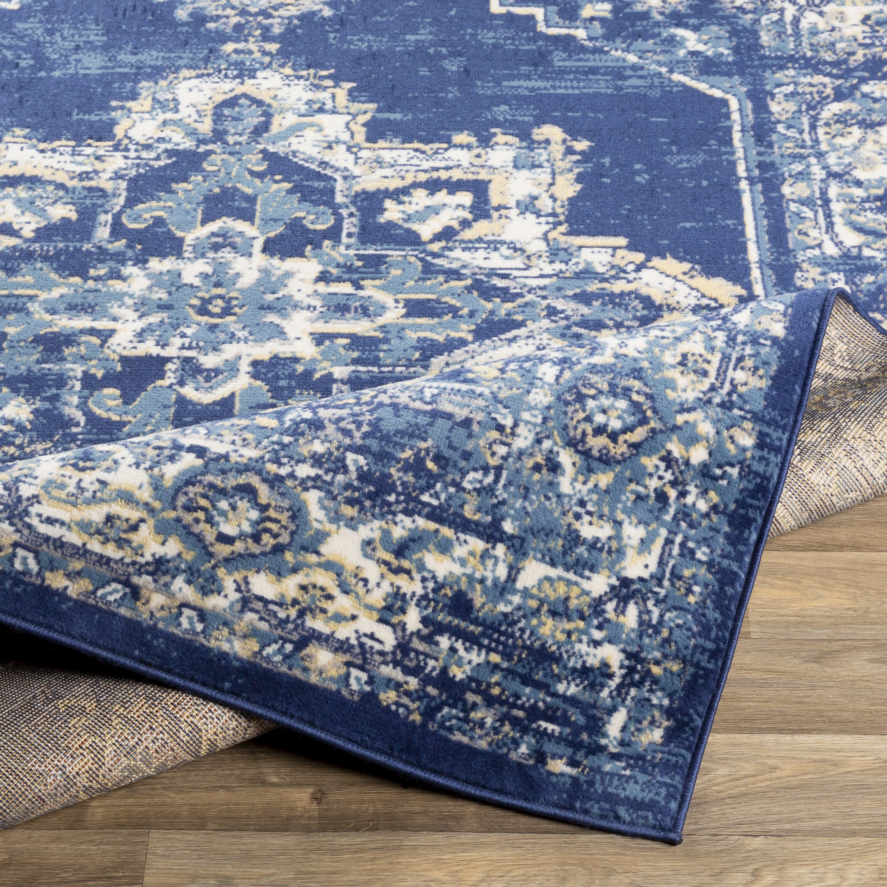 Ustad Blue Indoor 5'3" x 7'3" Machine Woven Rug - Image 4