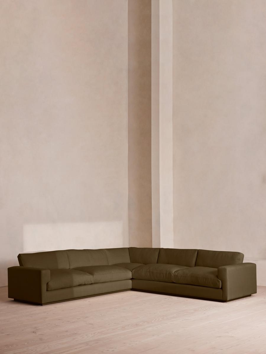 Mossley Corner Sofa, Linen, Olive, US - Image 0
