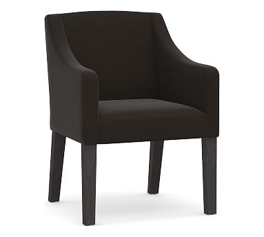 Classic Slope Arm Upholstered Dining Armchair, Blackened Oak Legs, Performance Everydayvelvet(TM) Smoke - Image 0