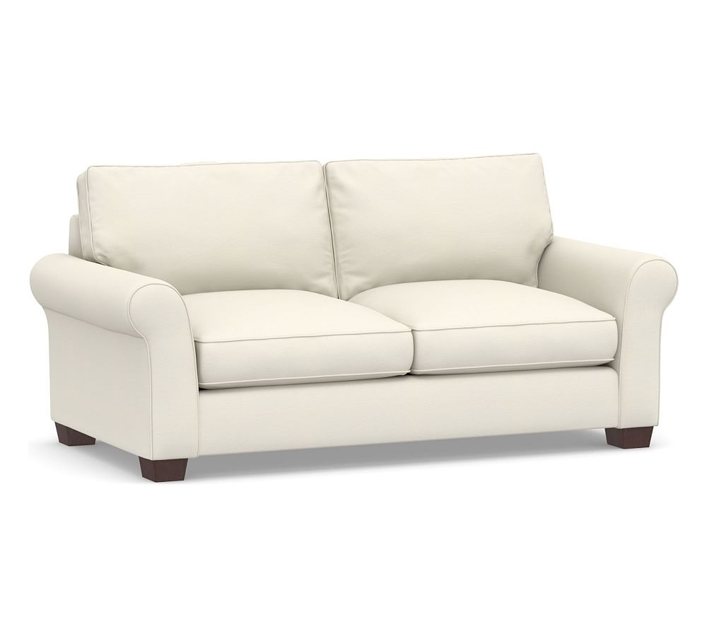 PB Comfort Roll Arm Upholstered Deluxe Sleeper Sofa, Box Edge Memory Foam Cushions, Textured Twill Ivory - Image 0