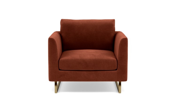 Owens Accent Chair with Red Rust Fabric, standard down blend cushions, and Matte Brass legs - Image 0