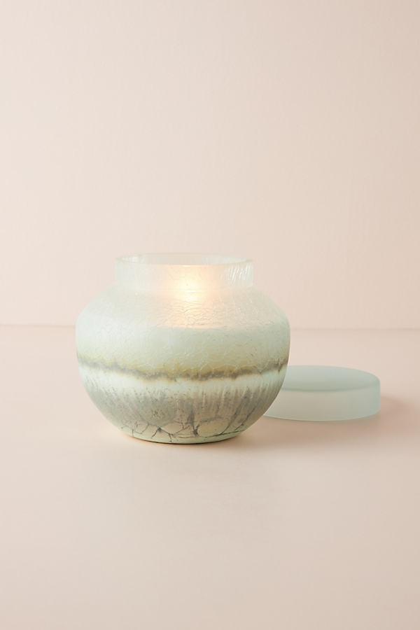 Strata Glass Candle By Anthropologie in Blue Size L - Image 0