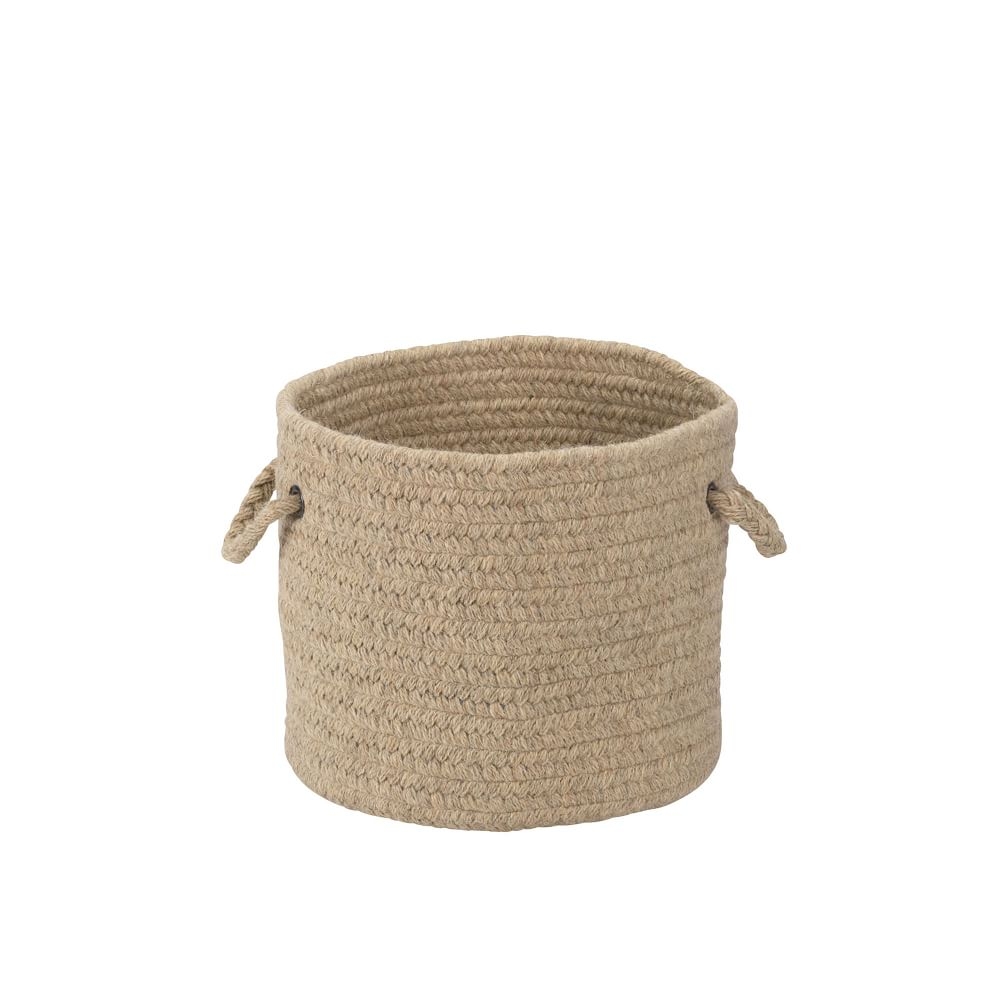 Natural Wool Basket, Light Beige, Small, 12"D x 10"H - Image 0