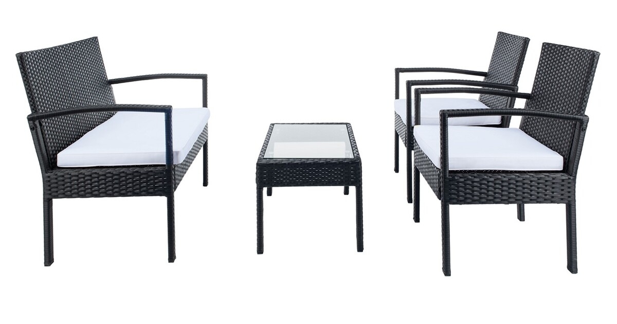 Bassey 4Pc Living Set - Black / Beige - Safavieh - Image 7