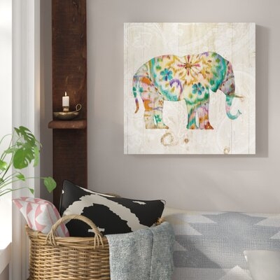 'Boho Paisley Elephant I' Graphic Art Print on Wrapped Canvas - Image 0