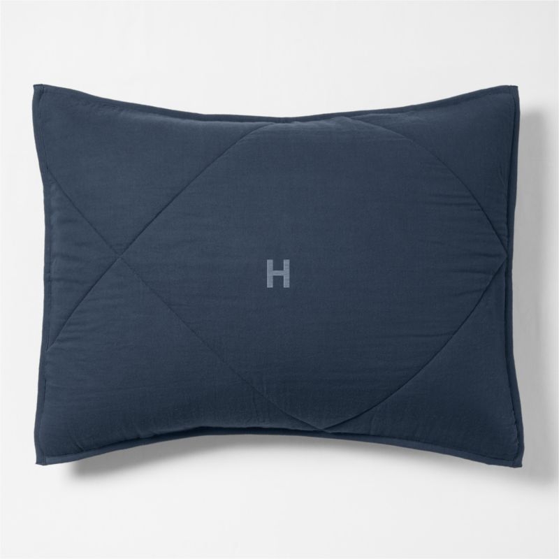 Supersoft Gauze Organic Cotton Deep Indigo Standard Quilt Bed Pillow Sham - Image 2